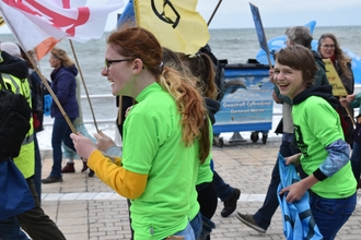 Children at a climate strike in North Wales