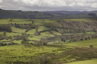 View over agricultural upland landscape, Cambrian mountains, Wales. - Peter Cairns/2020VISION
