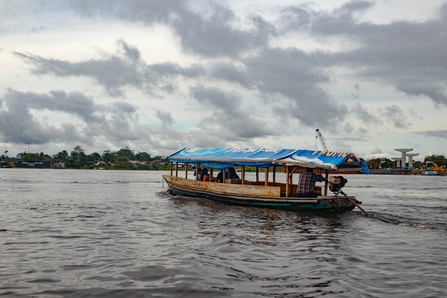 An image of a boat on the Amazon river