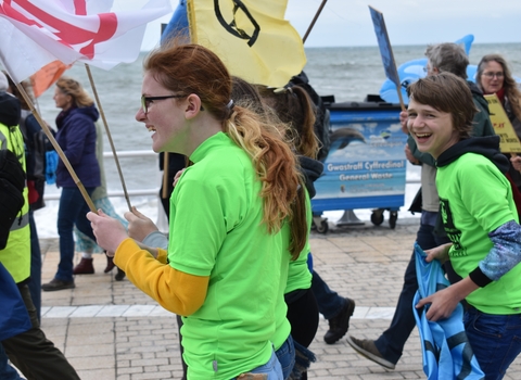 Children at a climate strike in North Wales