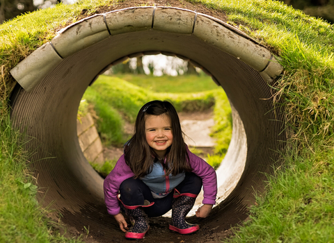 Child in a tunnel